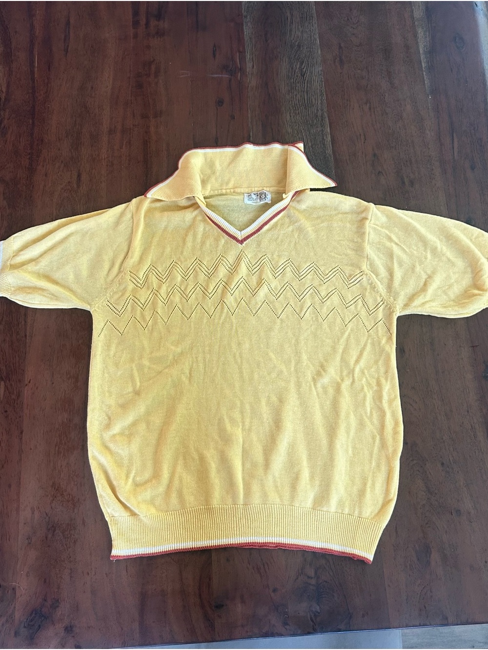 Montgomery Ward 70’s Vintage Polo Rugby Striped Light Knit Sweater Pointelle